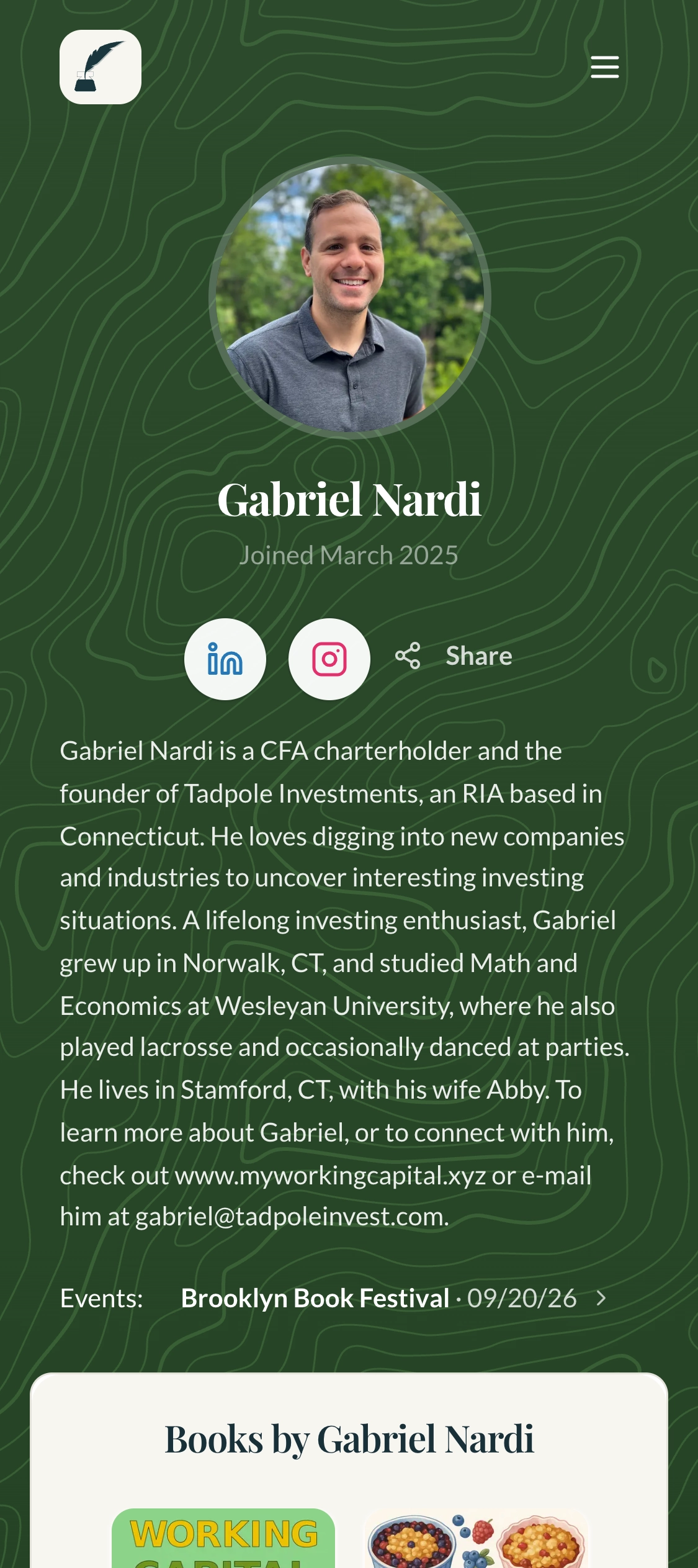Author profile page preview — Gabriel Nardi